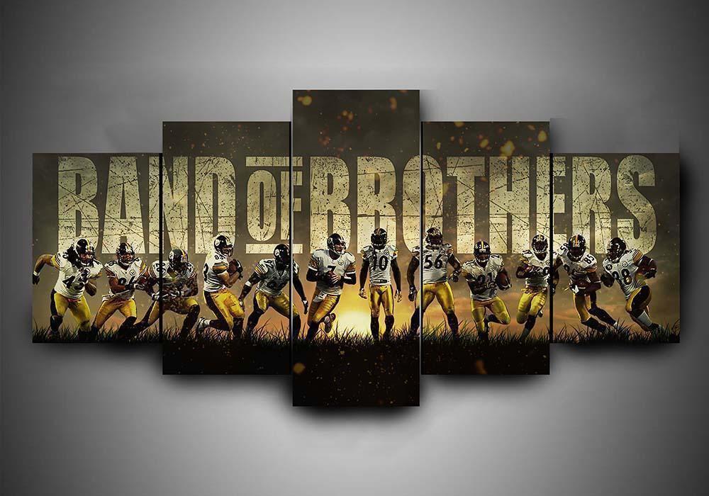 tableau pittsburgh steelers football band of brothers football 5 pices impression sur toile peinture art pour la dcoration intrieurerlfm5