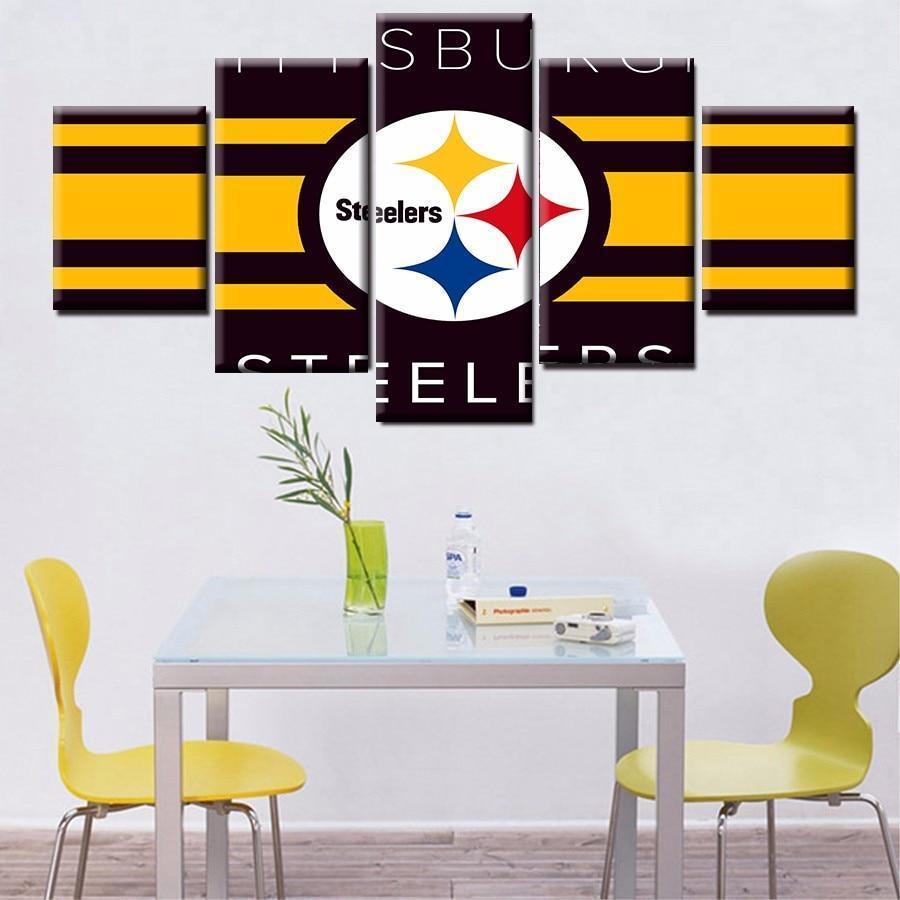 tableau pittsburgh steelers logo poster 1 football 5 pices impression sur toile peinture art pour la dcoration intrieurepnpw0