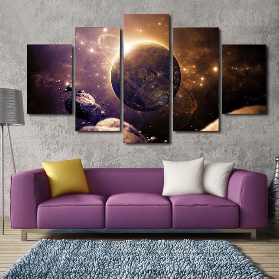 tableau planet of the universe 1 space 5 pices impression sur toile peinture art pour la dcoration intrieurew2osc