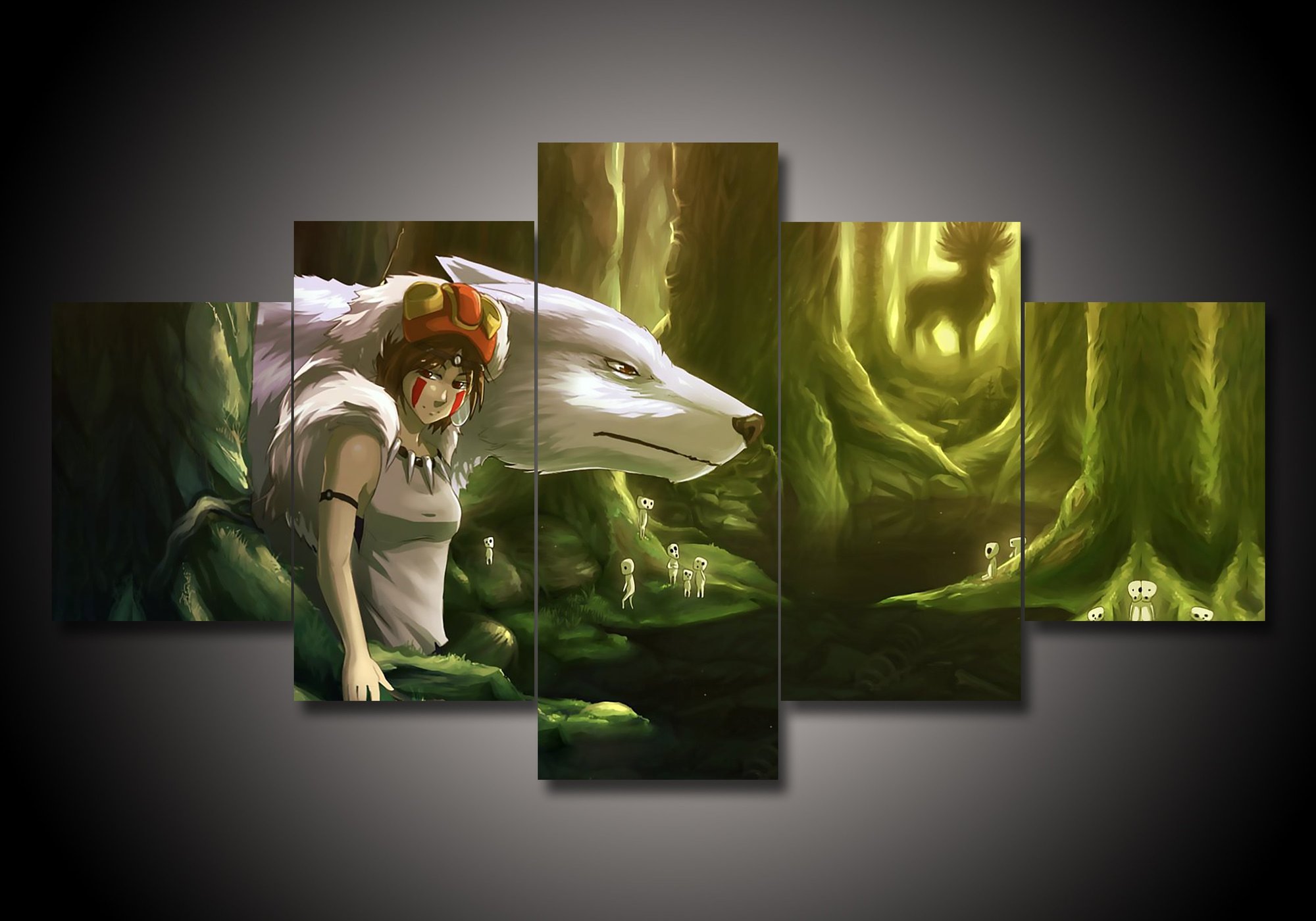 tableau princess mononoke 2 anime 5 pices impression sur toile peinture art pour la dcoration intrieureeasuz