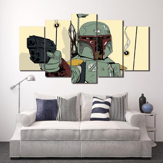 tableau star wars boba fett movie 5 pices impression sur toile peinture art pour la dcoration intrieureu1jgz