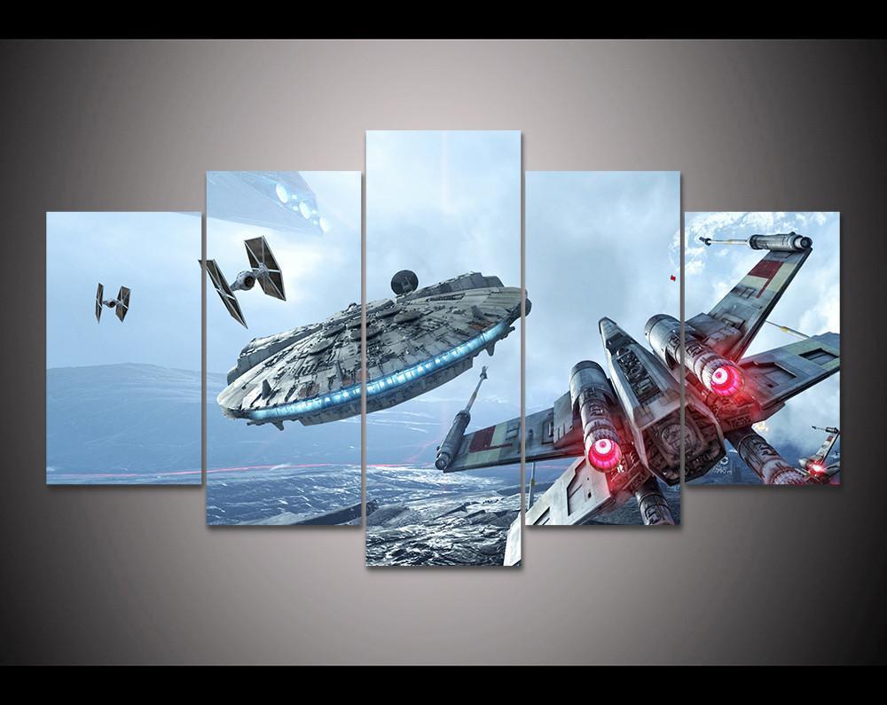 tableau star wars xwing millennium falcon tie fighter movie 5 pices impression sur toile peinture art pour la dcoration intrieurevhubd