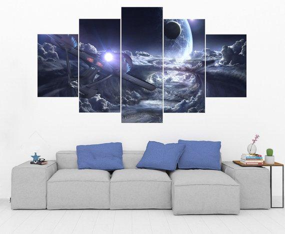 tableau starship enterprise star trek 6 movie 5 pices impression sur toile peinture art pour la dcoration intrieurek0s94