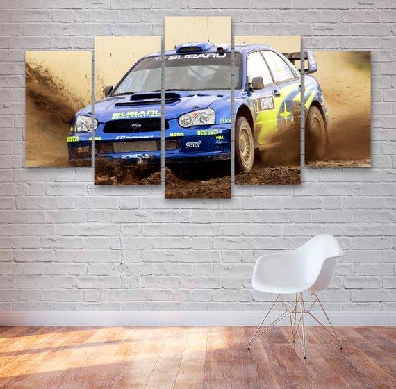 tableau subaru wrx rally car 5 pices impression sur toile peinture art pour la dcoration