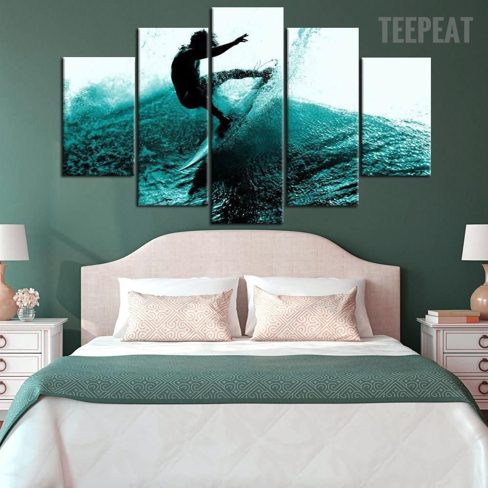 tableau the surfing man sport 5 pices impression sur toile peinture art pour la dcoration intrieurealrul