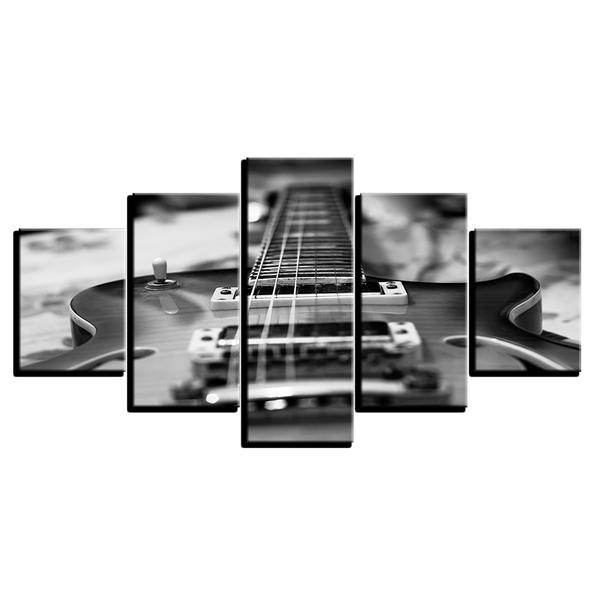 tableau vintage classic guitar for guitarist black and white music 5 pices impression sur toile peinture art pour la dcoration intrieurer38ve