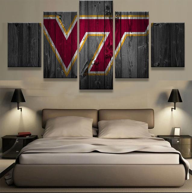 tableau virginia tech hokies sport 5 pices impression sur toile peinture art pour la dcoration intrieurehzvqa