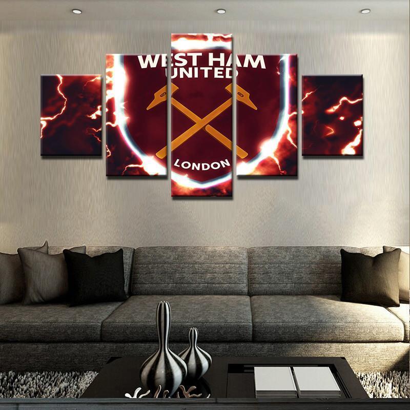 tableau west ham united thunder logo soccer 5 pices impression sur toile peinture art pour la dcoration intrieuregvryy