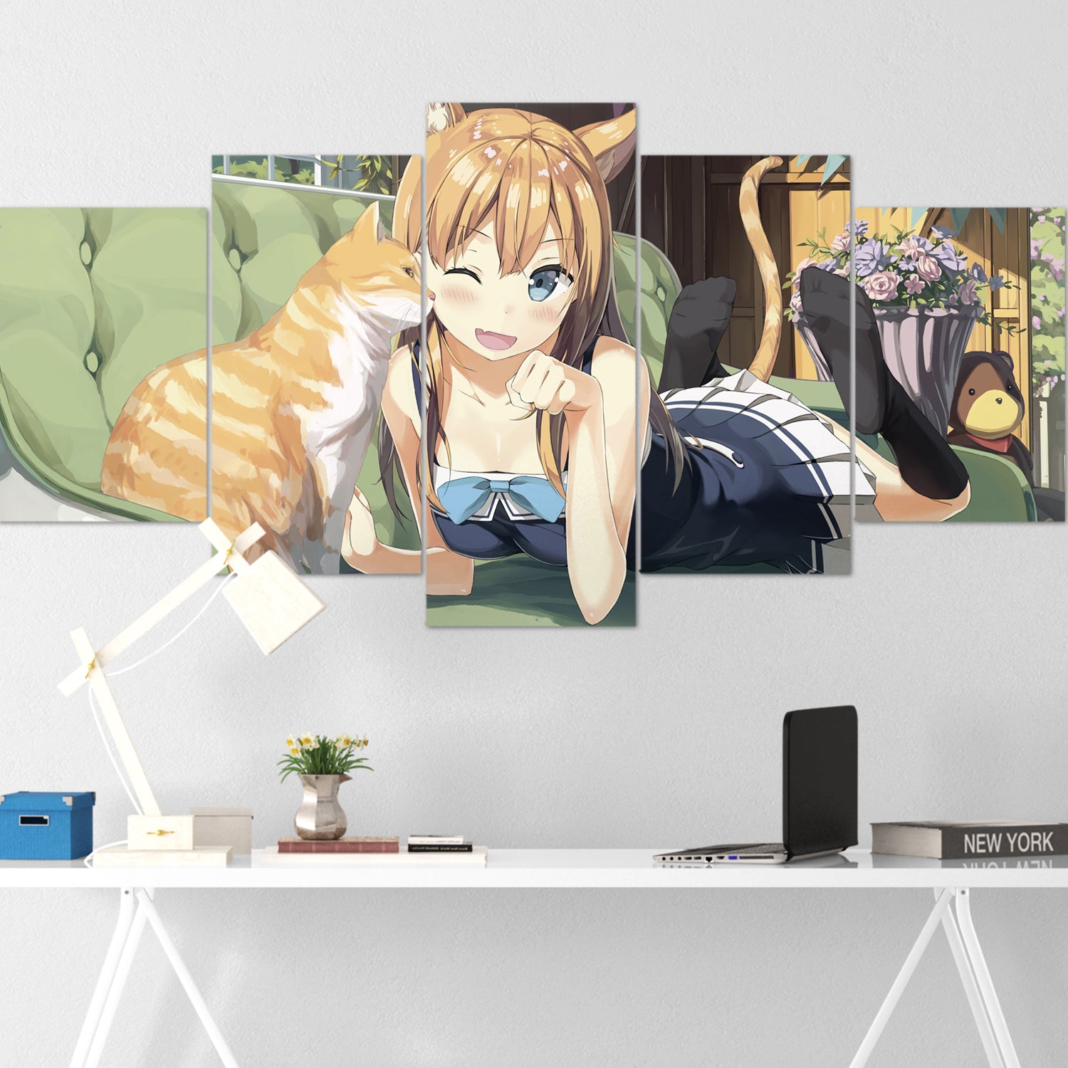 anime girl 5 pices peinture sur toile impression sur toile toile art pour la dcoration