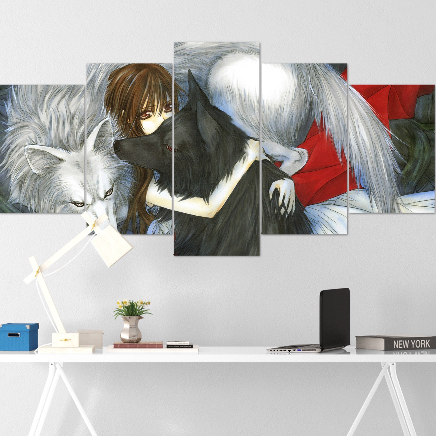 Tableau Anime Girl – 5 pièces Peinture sur Toile Impression – DNV