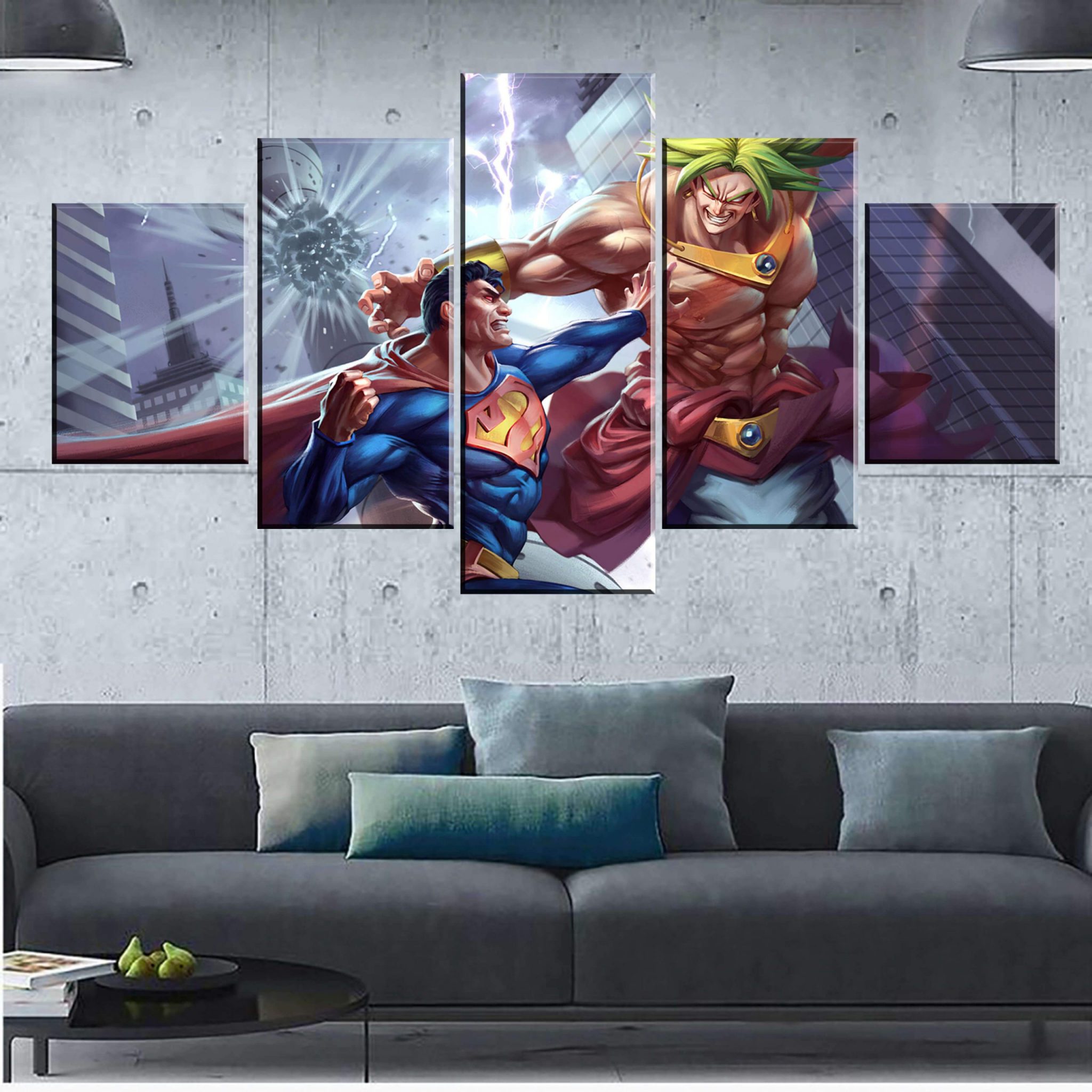 dcoration murale en 5 pices dragon ball z broly vs superman 5 pices peinture sur toile impression sur toile toile art pour la dcoration2nel9