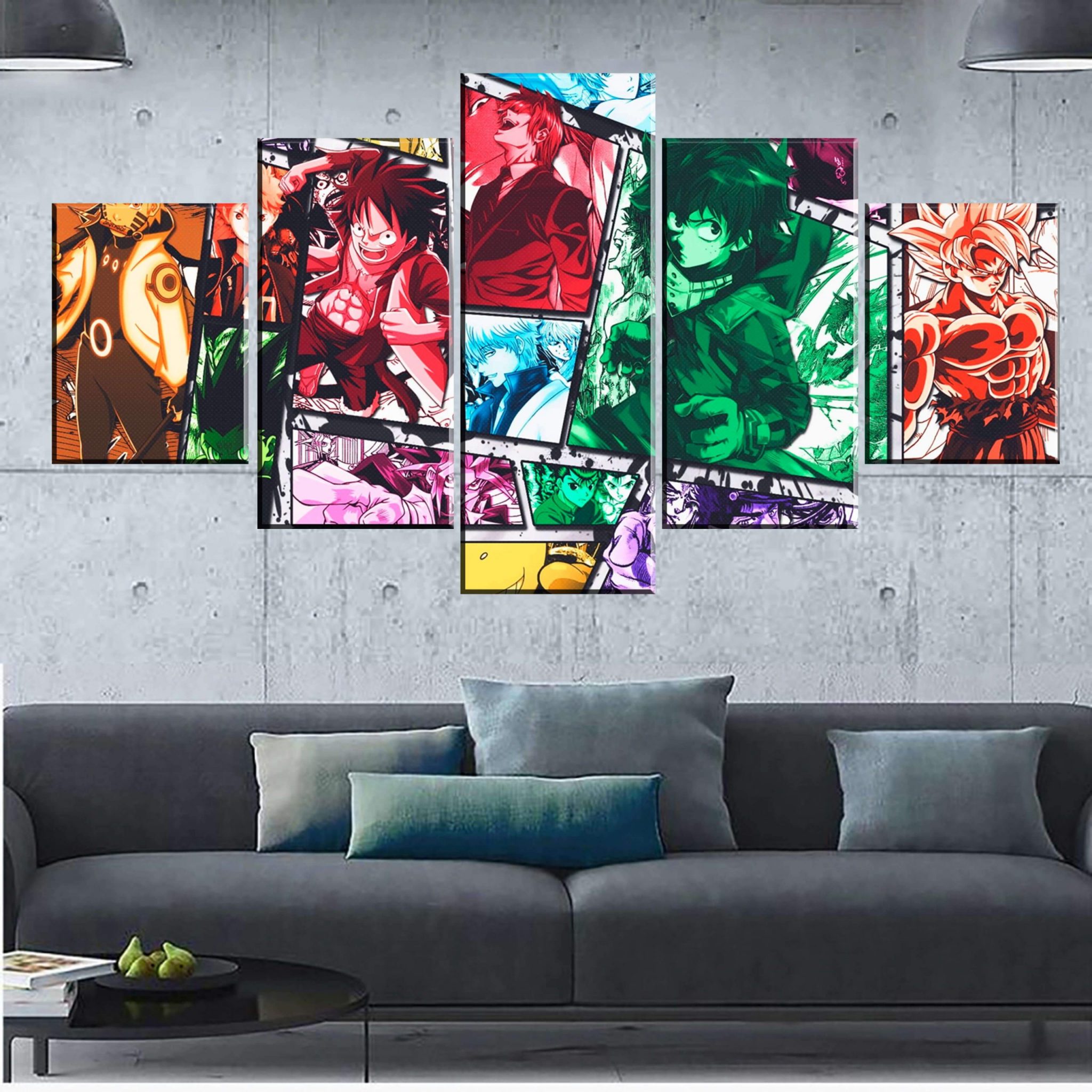 5 pièces mur Art toile Anime Manga photos Figure affiches et