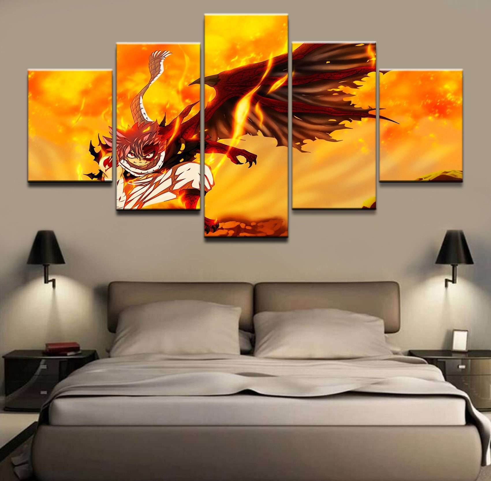dcoration murale fairy tail natsu dragon 5 pices peinture sur toile impression sur toile toile art pour la