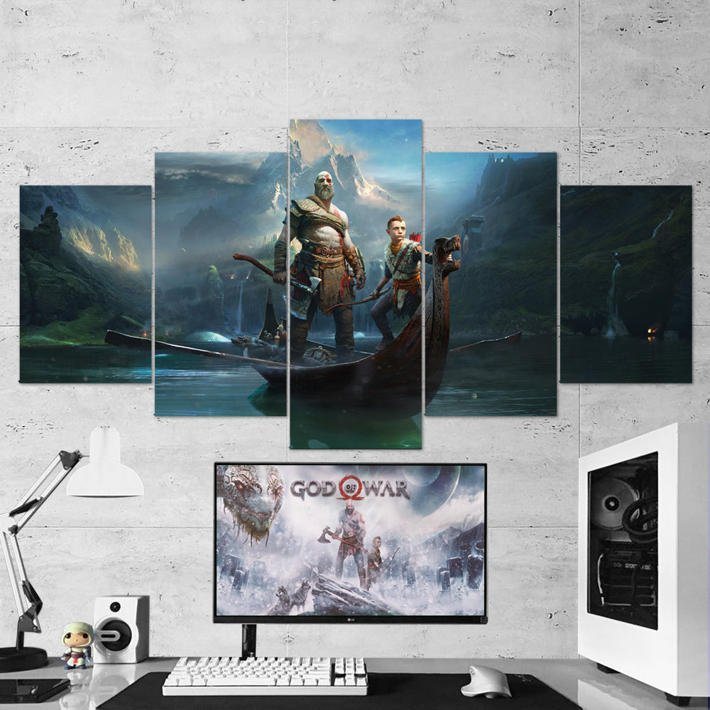 god of war kratos and atreus 5 pices peinture sur toile impression sur toile toile art pour la dcoration rkbeg