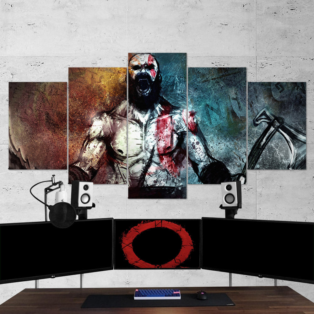 god of war kratos art work 5 pices peinture sur toile impression sur toile toile art pour la dcoration