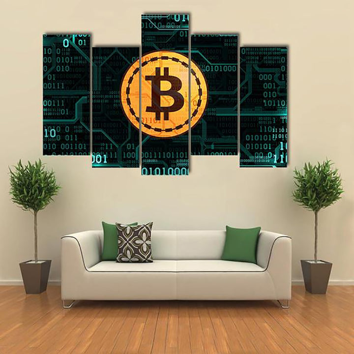 tableau de bitcoin 5 pices peinture sur toile impression sur toile toile art pour la