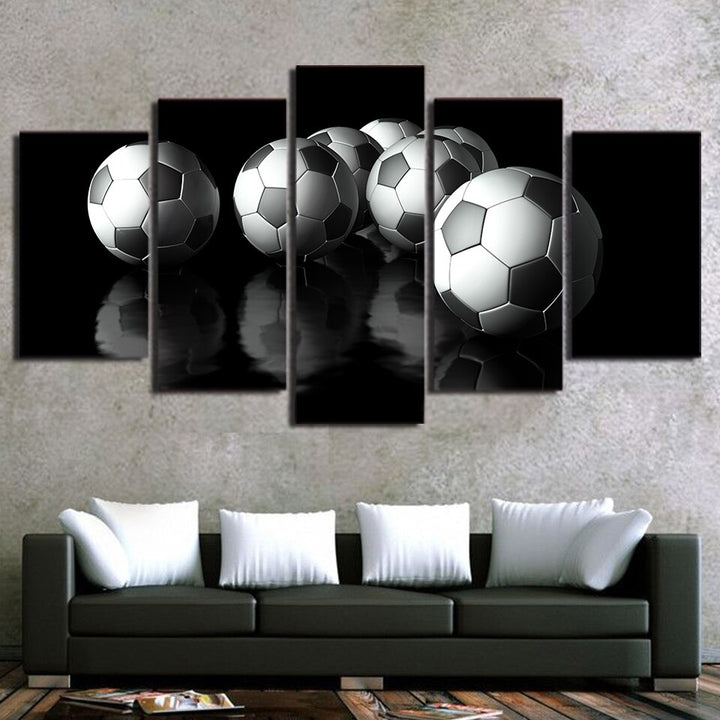 tableau football ballons classiques 5 pices peinture sur toile impression sur toile toile art pour la dcorationzkkek