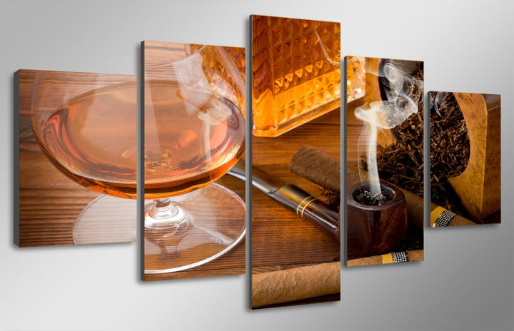tableau moderne tabac et whisky 5 pices peinture sur toile impression sur toile toile art pour la dcorationw2bvl