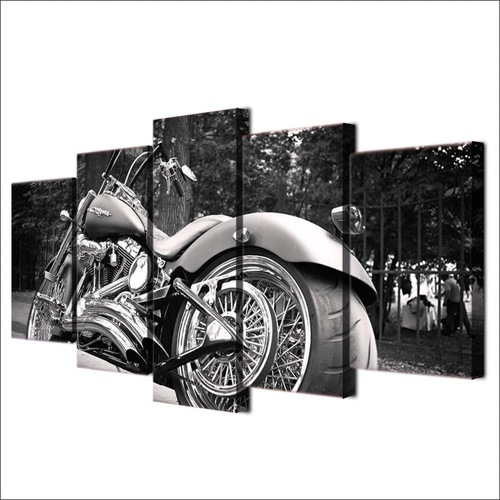 tableau moto vintage noir et blanc 5 pices peinture sur toile impression sur toile toile art pour la dcorationewwo5