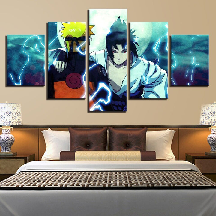 tableau naruto avec sasuke 5 pices peinture sur toile impression sur toile toile art pour la dcorationn2abc