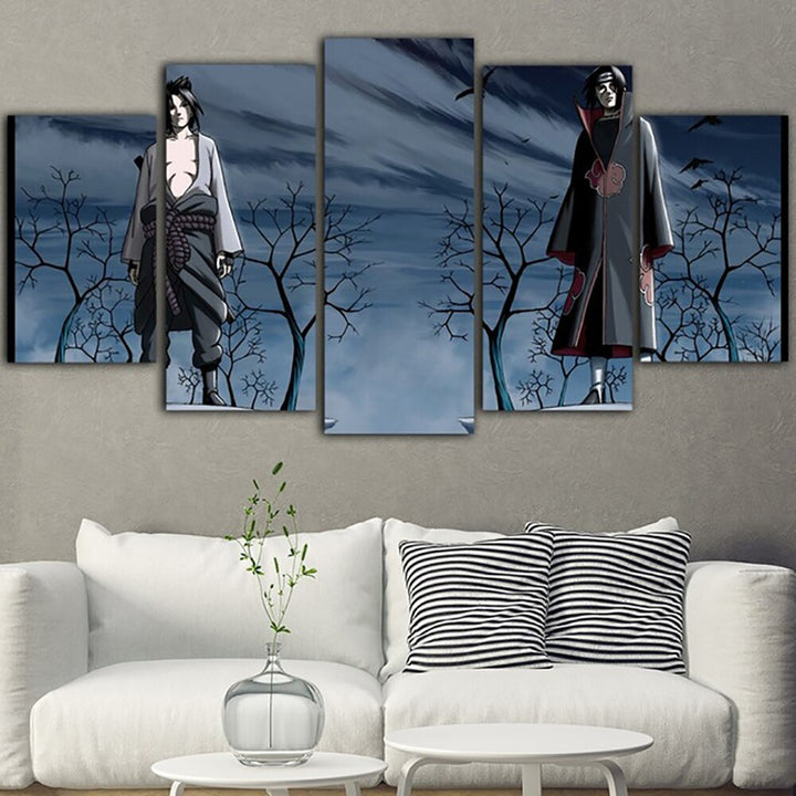 tableau sasuke et itachi akatsuki 5 pices peinture sur toile impression sur toile toile art pour la dcoration4bbgj