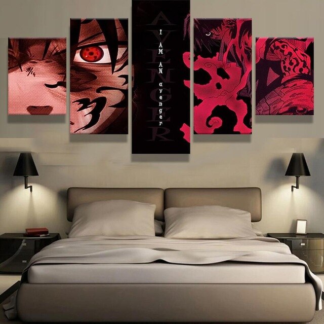 tableau sasuke marque maudite 5 pices peinture sur toile impression sur toile toile art pour la dcorationdko88