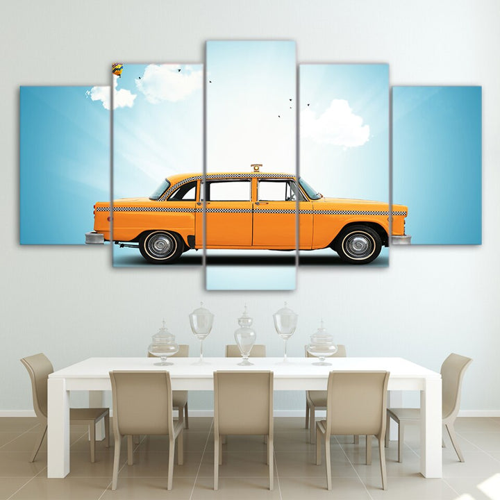 tableau taxi jaune 5 pices peinture sur toile impression sur toile toile art pour la dcorationu6dv5