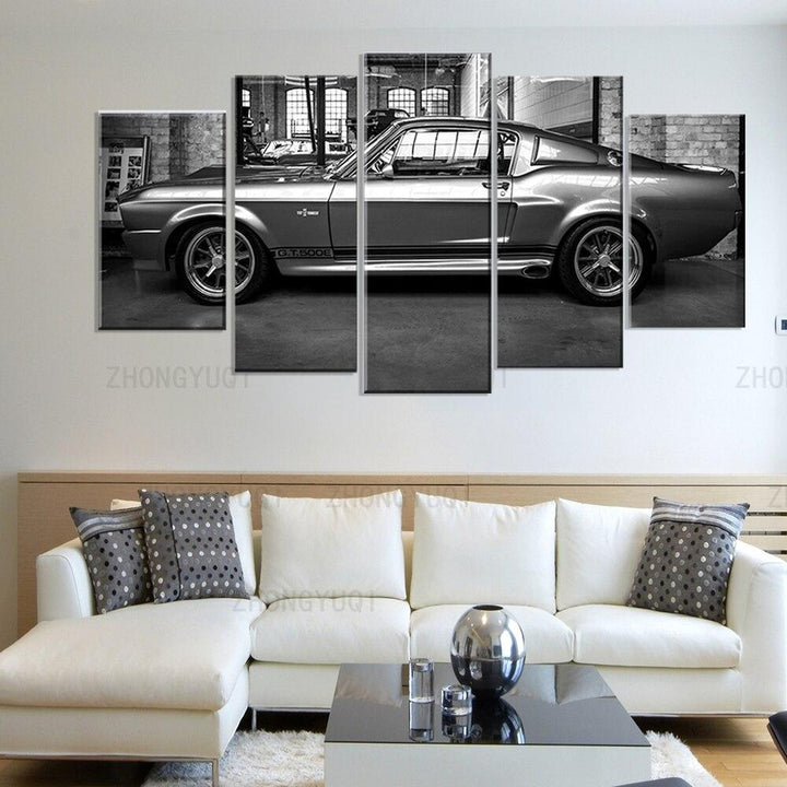 tableau voiture ford mustang gt500 eleanor 5 pices peinture sur toile impression sur toile toile art pour la dcorationdj9pr